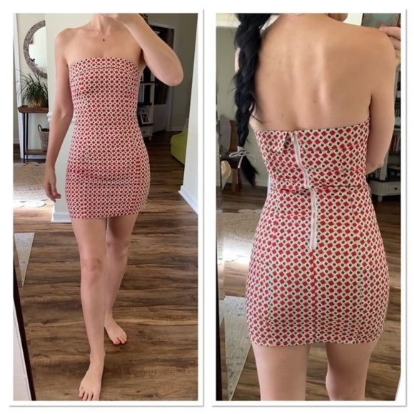 BOUTIQUE Alaia Retro Strapless Geometric Print Mini Dress Size XS NWT - Picture 1 of 13